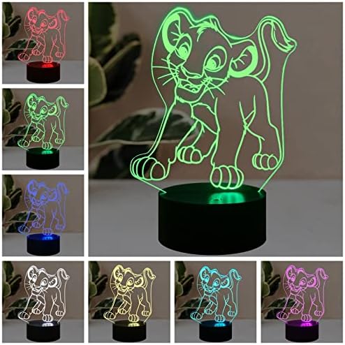 3D лека нощ Laysinly The Lion, Детски Led нощна светлина Simba Lion за спални, Сензорна и Дистанционно Управление, Захранване