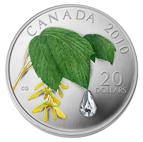Монети, монетен двор на 2010 г. номинална стойност от 20 долара от чисто сребро - Капка дъжд от кленов лист (2010) Монетен