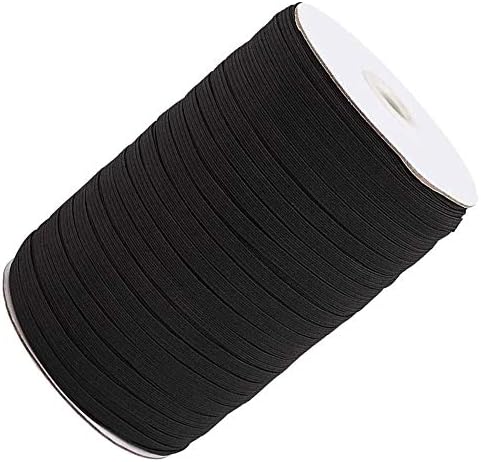Гъвкава тъкан - 100 Ярда Еластична лента за шиене 1/8 инча Черен цвят - Висока еластичност - Ракита Еластична, Въже,