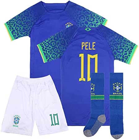 ВЛИКО националният Отбор на Бразилия по футбол Пеле 10 Детски Майк / Къси /Чорапи Домашни Външен