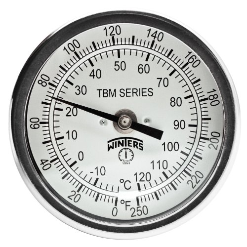 Биметаллический Термометър Winters TBM Серия Stainless Steel 304 с една скалата, 4 на Пръчка, 1/2 NPT с фиксирана централна