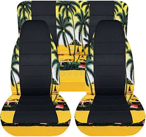 НАПЪЛНО СЕДАЛКИТЕ, съвместими с 1987-1995 Jeep Wrangler YJ Хавайски и черни Седалките: Червен - Пълен комплект: отпред и отзад (фигура 4), 2-врати комплект за облегалката на седал?