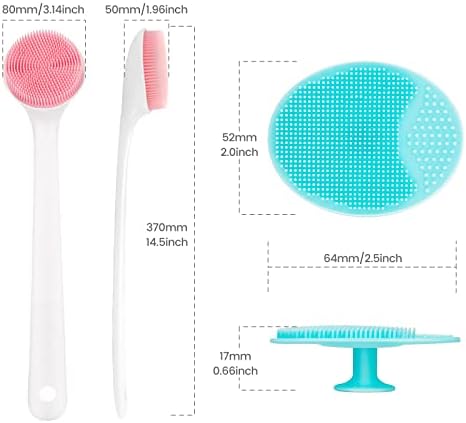QiqaMole 1 Опаковка Силиконовата четка за душ за баня, Четка за зъби-Скрубер за задната част на тялото, Нескользящая