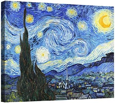 ELITEART - Звездна нощ на Винсент Ван Гог Възпроизвеждане на Картини с маслени Бои Giclée Wall Art Пръстови Отпечатъци