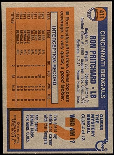 1976 Topps 411 Рон Причард Синсинати Bengals (Футболна карта) в Ню Йорк Bengals Аризона Св.