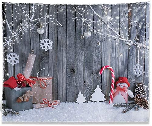 10x8ft Текстилен Коледен Фон За Снимки Коледен Гоблен Снежен Дядо Дървен Стенен Фон Зимните Празнични Аксесоари За Партита