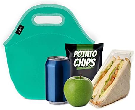 Чанта за обяд от неопрен с изолация B & H - за Многократна употреба, Трайни, могат да се перат на машина (Синьозелен