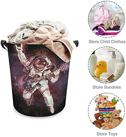 Рок-Астронавт с Китара в Космоса Кошница за дрехи, Сгъваема Кошница за Дрехи, Чанта За Съхранение на Бельо с Дръжки