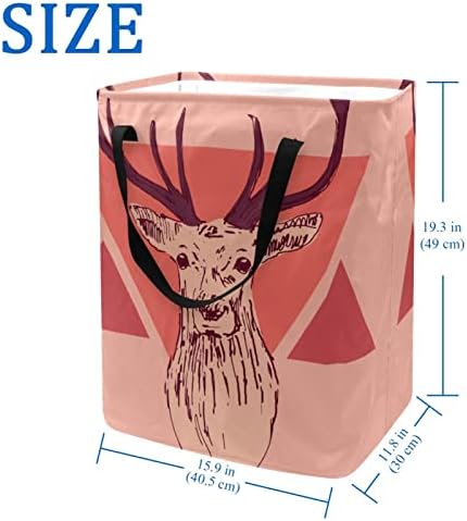Сгъваема Кошница за дрехи с Гравиран във формата на Глава на Елен, 60Л Водоустойчив Кошници за Бельо, Кошница за Пране
