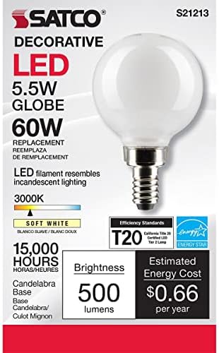 Led лампа Satco E12 мощност 5,5 W, 3000 К, живот 15000 часа, с регулируема яркост