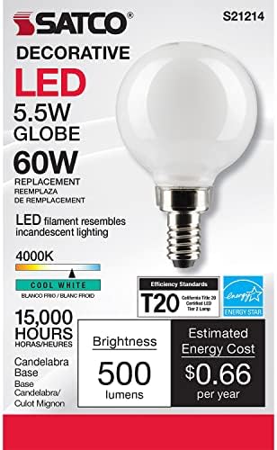 Led лампа Satco E12 мощност 5,5 W, 4000 До, живот 15000 часа, с регулируема яркост