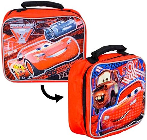 Обяд-бокс Disney Cars за момчета Детски Пакет ~ Премия 2-Странен Изолирано чанта за обяд на мълния Маккуин (Ученически пособия Disney Cars)