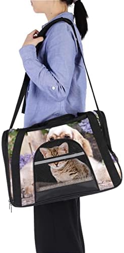 Переноска за домашни любимци, удобна преносима сгъваема чанта за домашен любимец с меки страни, с модел под формата на цветя на кучето