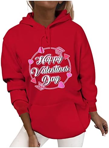 2023 Честит Свети Валентин, за Дамски Модни Блузи, Блузи с Сладък Стрелка във формата на Сърце, Графична Туника С Дълъг