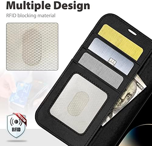 Съвместим с калъф-портфейл за iPhone 14 Plus, Калъф-книга на премията от изкуствена кожа с притежателите на карти, RFID-блокирующей