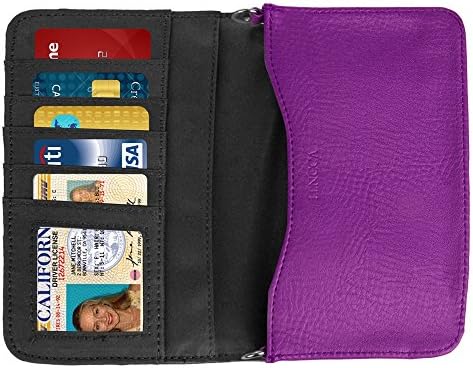 Женската чанта-портфейл за мобилен телефон Samsung Galaxy FE SD888, S21 FE Exynos, S22 +, S22 Ultra, Note 20 Лилав /черен