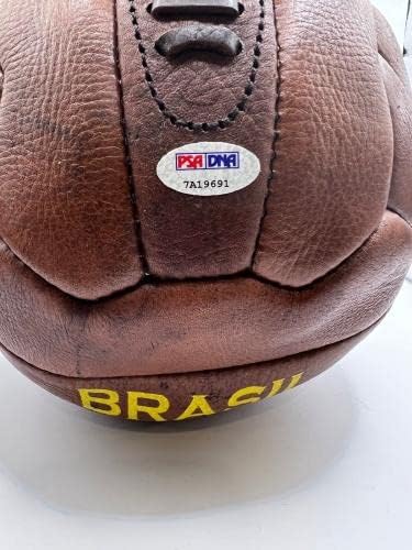 Футболна топка от винтажной на кожата с автограф на Пеле Эдсона, Бразилия, Рядко пълно Име auto PSA ITP - Футболни топки