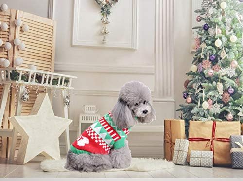 Коледни пуловери за Кучета, Коледни Костюми за домашни Котки, Зимни Плетени Костюми за Коледните празници (Среден размер)
