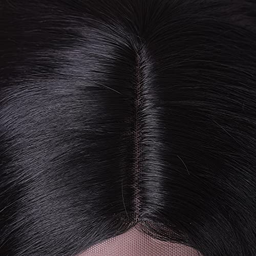 Deifor 14 Инча Кратък Черно Вълнообразни Перука Боб за жени|Линията на Растеж на косата, в Средната част с Малък Завързана