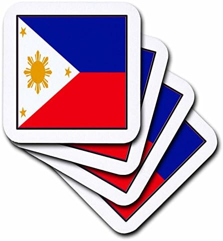 3dRose CST_98472_4 Снимка на бутона флага на Филипините-Влакчета за керамични плочки, комплект от 8
