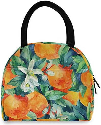Случайна чанта за обяд Дамски - Акварел на Мандарина С Плодове, Големи Запечатани Торби за Обяд с плечевыми ремъци за