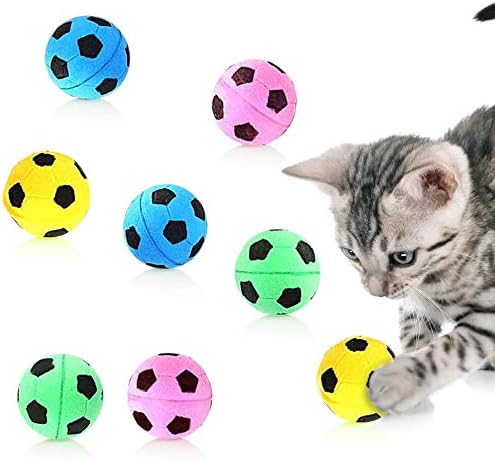 Meric 16-Pack Топки за котки с гъба, 1.5 Инча, Футболни топки от Мека Пяна за упражнения и Интерактивни игри, Здрав,