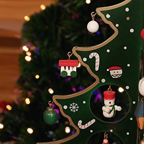Amosfun Миниатюрни Коледни Украси Дървена Мини Коледно Дърво Десктоп Украса на Декоративно-приложното изкуство на Централно