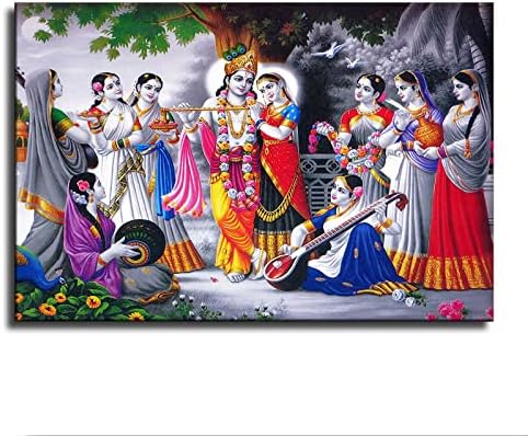 Индийски стил Радха Кришна етнически Художествен Плакат Естетика Стая Стенно Изкуство Платно Декор Начало Декор Подарък