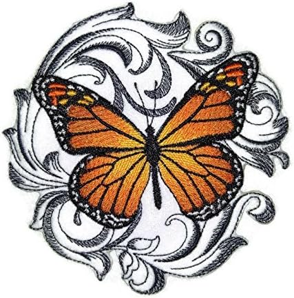 Обичай и уникални, Невероятни цветни пеперуди [Монарх в стил барок], Бродирани желязо нашивке [5 x5] Произведено в САЩ]