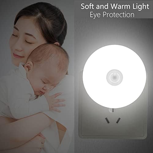Plug лека нощ с превключвател, монтиран на стената лампа с регулируемо 3-Цветен тон, Топла Светлина/Бяла светлина/Warm