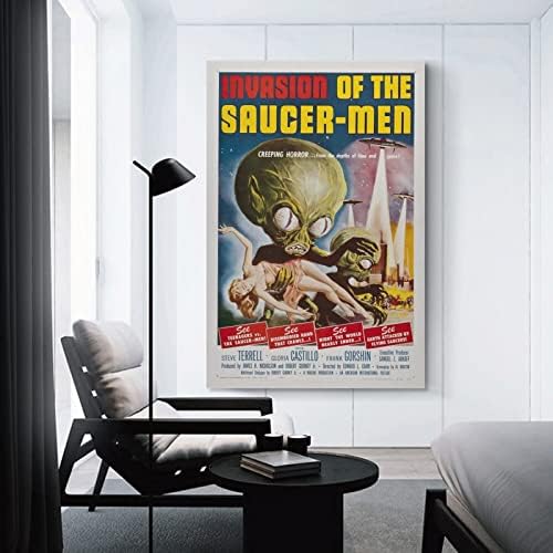Плакати на филма на ужасите Нашествието на хора с чинии (1961) Плакат (1) Стенни Художествени Картини на Платното за