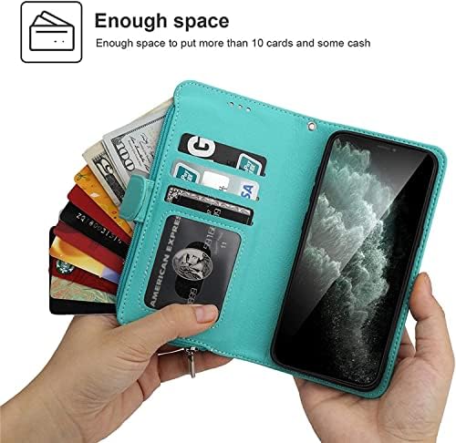 Чанта-портфейл GIKOS за iPhone 13 Pro Max, Флип калъф с притежател на кредитна карта, устойчив на удари джоба с цип от
