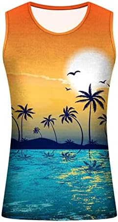 Хавайска Риза за Мъжете, Плажни Тропически Палми, 3D Цифрова Печатна Графика Тениска с Кръгло Деколте, Готина Риза Без