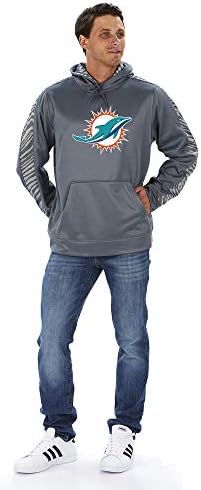 Zubaz Официално Лицензиран Мъжки пуловер NFL С качулка, Сив