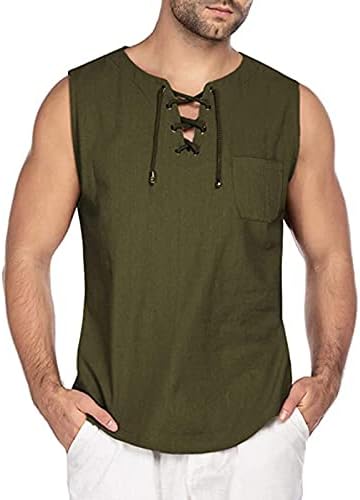 Блуза на Бретелях за Мъже с Завязками Уличен Оборудвана Най Мъжки Тениски