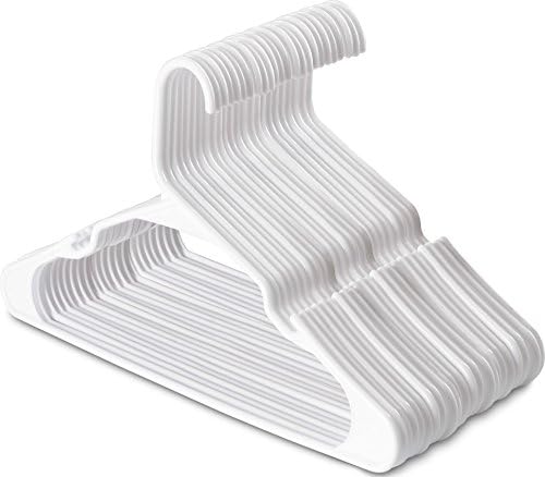 Пластмасови закачалки Zoyer (20 опаковки, бели) - Трайни закачалки за дрехи - Компактни закачалки за блузи - Тънки закачалки
