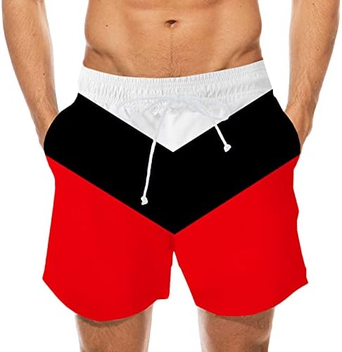 Мъжките Ежедневни Панталони, Летни Панталони С Еластичен Колан В Ивица С 3D Принтом Colorblock, Леки Плажни Шорти Ripstop