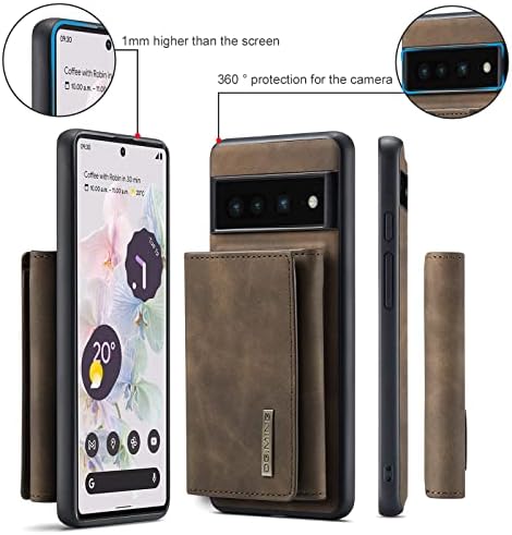 Чанта-портфейл 2 в 1 за Google Pixel 7 Pro, DG.МИНГ, Кожен Защитен калъф за мобилен телефон в Ретро стил, Магнитен Подвижна,