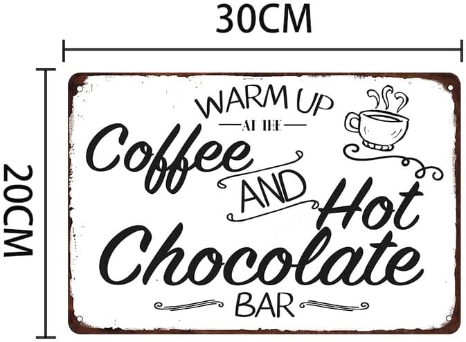 Загрейте Кафе и Горещ Шоколад Метална Табела В Ретро Стил Плакат за Дома Магазин за Кафе Декор Гараж Стени Лидице Знак 12x8 инча