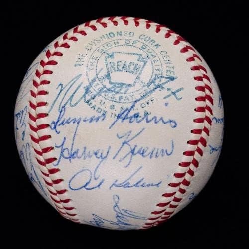 Играта топката е по-Висша проба от 1958 г., A. L. All Star с автограф OAL Топка с Мики Мэнтлом и Тед Уильямсом JSA - Бейзболни топки с автографи
