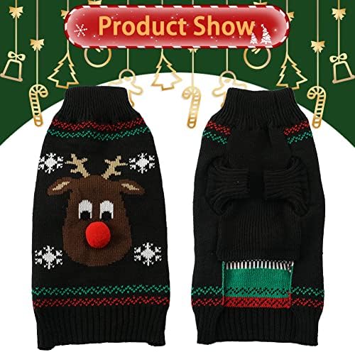 Коледен Пуловер за Кучета EMUST, Коледна Дрехи за Кучета с Висока Воротом, Трикотажный Празничен Пуловер за Кучета, Класическа