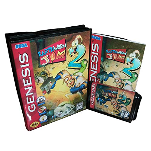 Калъф Aditi земните червеи Jim 2 за САЩ с кутия и ръководството За игралната конзола Sega Megadrive Genesis 16 бита MD Card (Японски калъф)