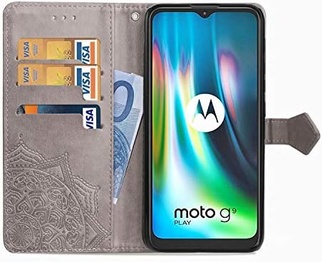 Чанта-портфейл за телефон Moto G9 Play, Стилен, усъвършенстван калъф-за награда ZYZX от изкуствена кожа с релефно под формата на мандала, Панти калъф за телефон [Отделения ?