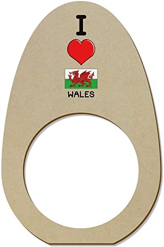 Azeeda 5 Дървени Пръстени/Притежателите за салфетки Аз обичам Уелс (NR00052658)