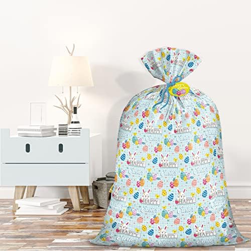 Голям пластмасов Подарък пакет WRAPAHOLIC 56 инча - Дизайн на Великденския Заек и Великденски яйца на Великден, Рожден