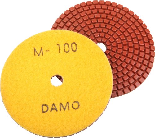 Диамантена карета перална площадка DAMO 5 инча Влажни Песъчинки 100 за Полиране на пода Гранитогрес, Бетон, Мраморни Плотове