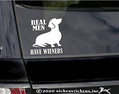 От истински Мъже Има и Колбаси | NickerStickers® Vinyl Стикер На Прозореца С участието на Такси И Куче