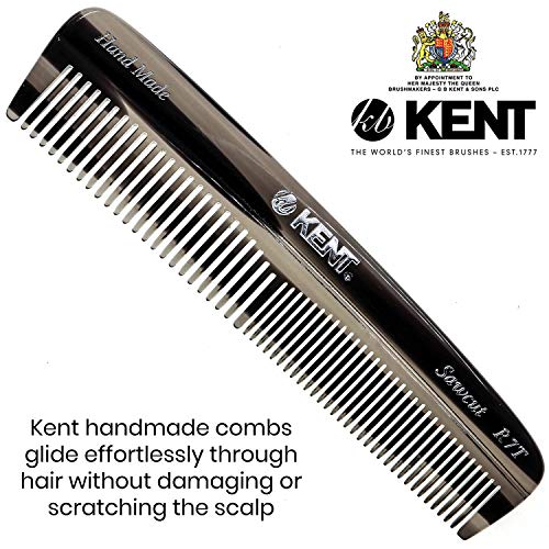 Имат гребен за коса Kent R7T с две зъби, графитовая гребен с фини/широки зъбци, за да се грижа за коса, брада и мустаци,