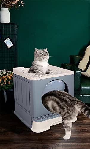 Котешката DHDM за котки Сгъваема носилка Идва с най-Вход, Затворен Кошачьим Кораб, с чекмедже, Защищающим от Спрей Тоалетна за домашни любимци (Цвят: D)