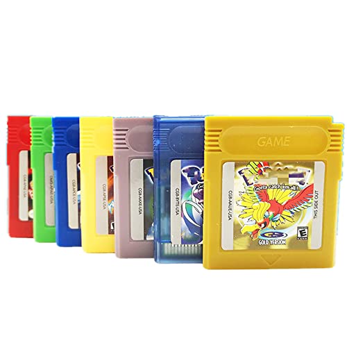 2023 Подобрена колекция от цветни касети Pokeemon Gameboy за игри 7-Pack (зелен, син, Червен, жълт, златен, кристал,